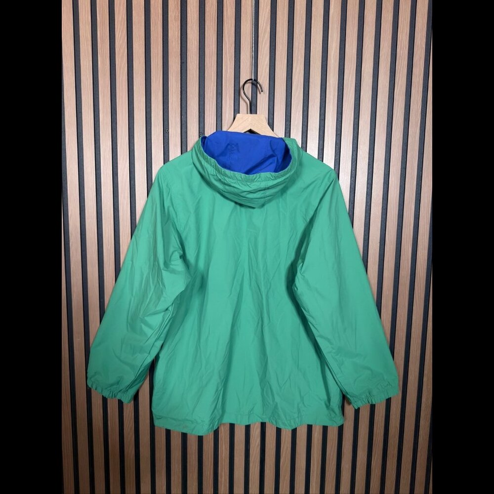 Lands End Reversible Jacket XL Mens Blue Green 100% Nylon Hooded Rain Coat - Picture 4 of 12